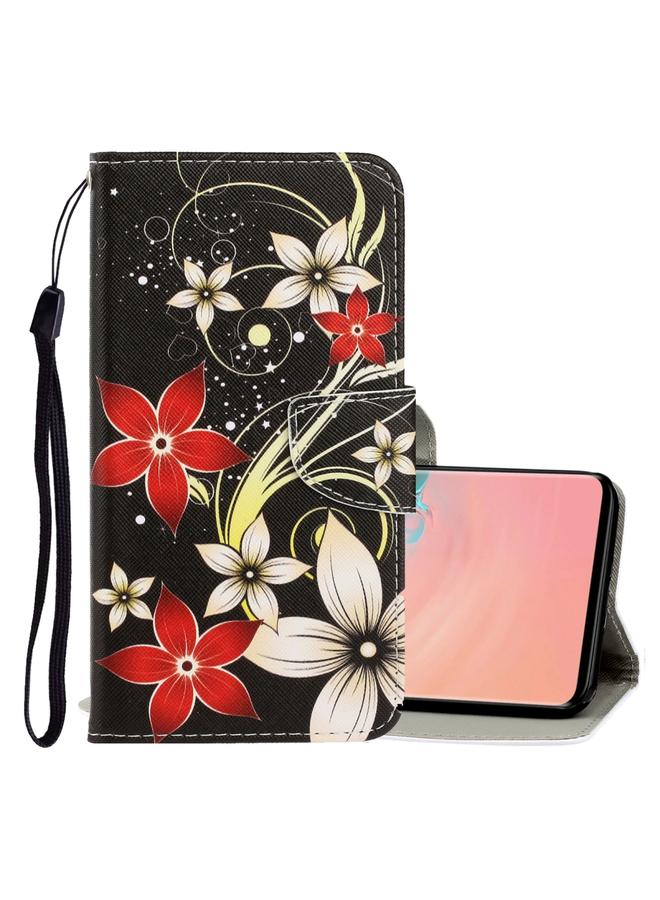 زبون جراب لهاتف Galaxy S10، جراب جلدي من البولي يوريثان قابل للطي أفقيًا برسومات ملونة ثلاثية الأبعاد مع حامل وفتحات للبطاقات ومحفظة - Image 1