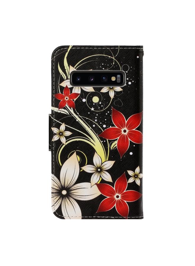 زبون جراب لهاتف Galaxy S10، جراب جلدي من البولي يوريثان قابل للطي أفقيًا برسومات ملونة ثلاثية الأبعاد مع حامل وفتحات للبطاقات ومحفظة - Image 3