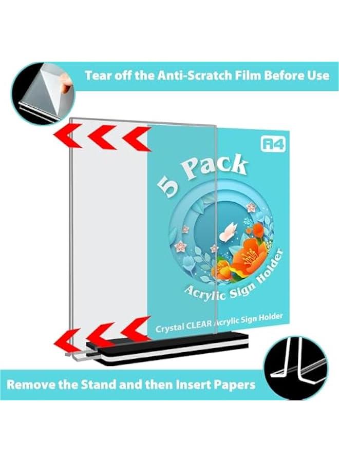 هوكور حامل لافتات اكريليك مزدوج الجوانب من بلورفوكس من 5 قطع، حامل عرض قائمة طاولة شفاف مقاس A4، حامل ورق لسطح المكتب مناسب للمطاعم والمكتب والمنزل والمتجر (A4) - Image 5