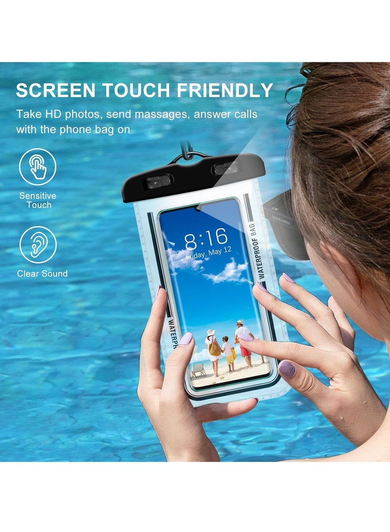 2-Pack Waterproof Phone Case 30M Underwater Waterproof Phone Pouch for Large Phones up to 7.2''，Waterproof Cell Phone Case Fit Compatible with iPhone 16/15/14/13 Series，Samsung Galaxy (Pink)D7-2 - Image 5