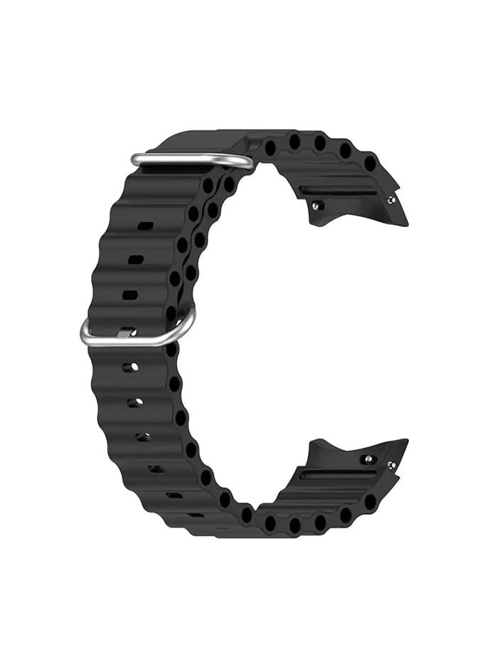 Generic - 20mm Ocean Band for Samsung Galaxy Watch 5/4 45mm 40mm Galaxy Watch 5 Pro Band 45mm/Galaxy 4 Classic 44mm 42mm/Galaxy Watch 3/Active 2,Silicone Sport Strap Wristband Women Men (Black) - Image 1