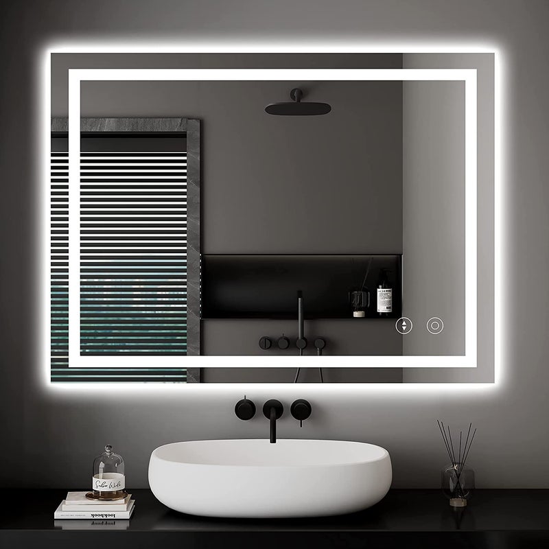 Dripex Bathroom Mirror with LED Lights 500  700 MM Illuminated Backlit Wall Mounted Vanity Mirror Dimmable Switch 3 Colors and Demister Pad HorizontalVertical