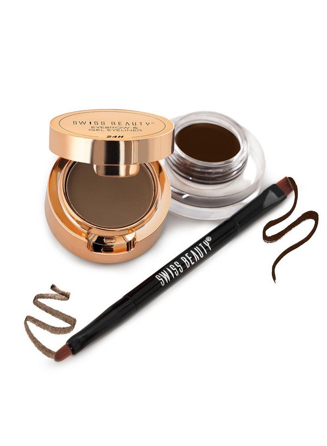 Swiss Beauty Waterproof Eyebrow & Gel Eyeliner 2 In 1 With Brush | Smudge Proof Gel Eyeliner And Eyebrow Definer Pencil | Shade- Brown, 7G  - Image 1