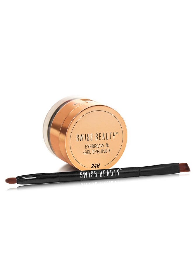 Swiss Beauty Waterproof Eyebrow & Gel Eyeliner 2 In 1 With Brush | Smudge Proof Gel Eyeliner And Eyebrow Definer Pencil | Shade- Brown, 7G  - Image 2