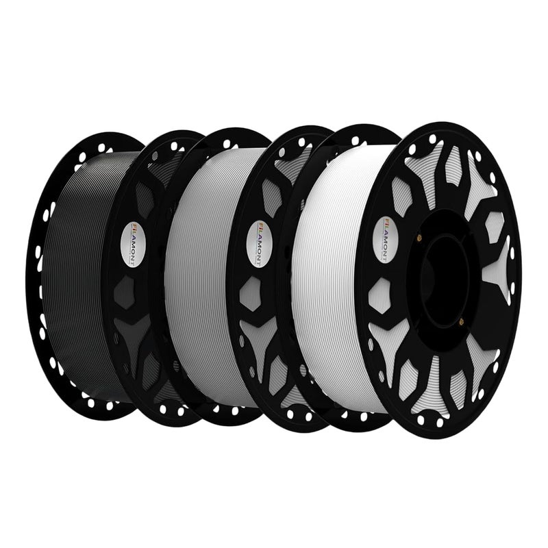 فيلا مونت 1.75 مم خيوط PLA بريميوم بلس للطباعة ثلاثية الأبعاد متوافقة مع معظم طابعات FDM (أسود أبيض رمادي 3 كجم)