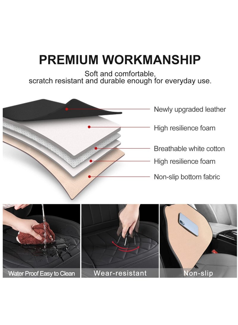 Excefore 1 Pack Leather Front Car Seat Covers, Universal Sideless Car Seat Protectors with Storage Pocket and Seat Belt Pads, Waterproof Automotive Seat Cover for Cars Trucks SUV, Black - Image 3