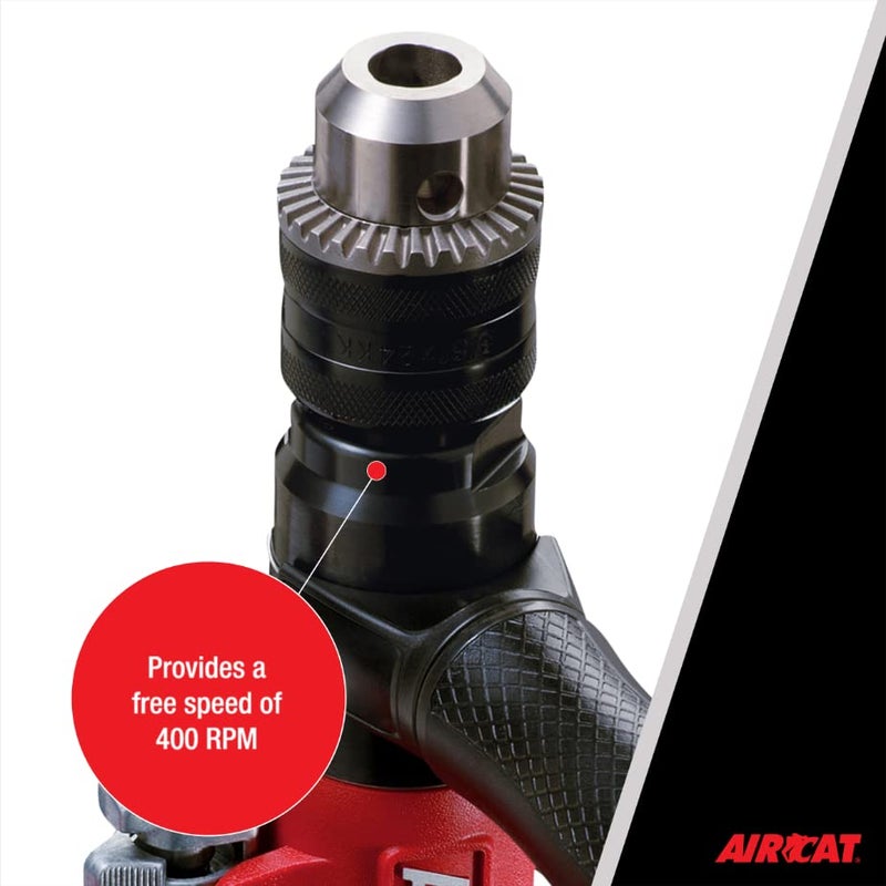 AIRCAT Pneumatic Tools 4450: 1/2-Inch Reversible Composite Drill Air Tool, Side Handle, 400 RPM, .60 HP Motor - Image 4