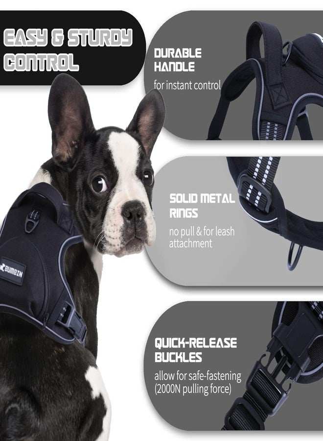 BUMBIN No Pull Dog Harness for Medium Dogs, Adjustable No Choke Pet Vest with Dog Leash Fit Smart Reflective Pet Walking Harness for Training Easy Control Soft Handle Black M - Image 3