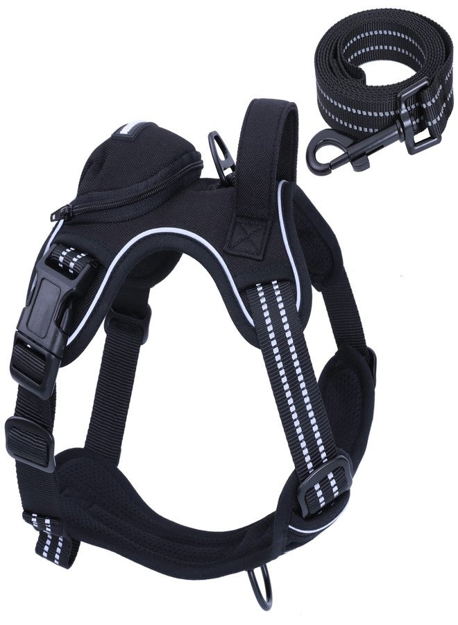 BUMBIN No Pull Dog Harness for Medium Dogs, Adjustable No Choke Pet Vest with Dog Leash Fit Smart Reflective Pet Walking Harness for Training Easy Control Soft Handle Black M - Image 1