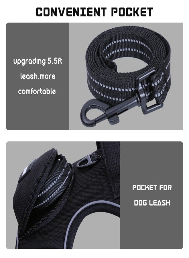 BUMBIN No Pull Dog Harness for Medium Dogs, Adjustable No Choke Pet Vest with Dog Leash Fit Smart Reflective Pet Walking Harness for Training Easy Control Soft Handle Black M - Image 2