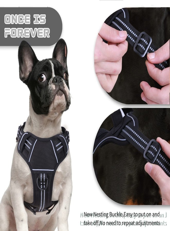 BUMBIN No Pull Dog Harness for Medium Dogs, Adjustable No Choke Pet Vest with Dog Leash Fit Smart Reflective Pet Walking Harness for Training Easy Control Soft Handle Black M - Image 4