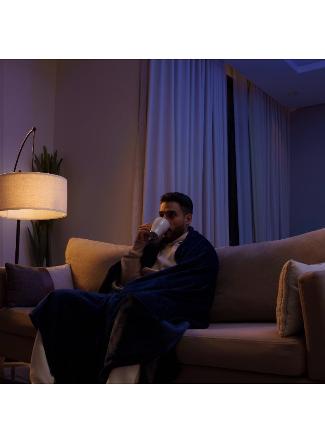 نيام بطانية نيام ناعمة لجميع الفصول للسرير والأريكة والكنب، تصميم خفيف الوزن بوجهين بملمس مخملي، 200 × 150 سم، ازرق - قطعتين - Image 5