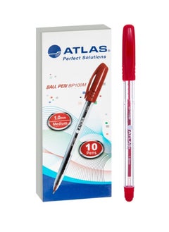 ATLAS 10-Piece Ballpoint Pen 1.0mm Medium Tip Red Ink  - Image 1