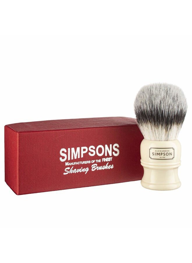 Simpson Shaving Brushes Alexander Simpsons Trafalgar 3 Shaving Brush - T3 Synthetic High Density Fibre Faux Handle Ivory - Simpson Shaving Brushes - Wet Shave Deluxe Thick & Luxurious Lather Dense Extra Soft Bristles - Image 1
