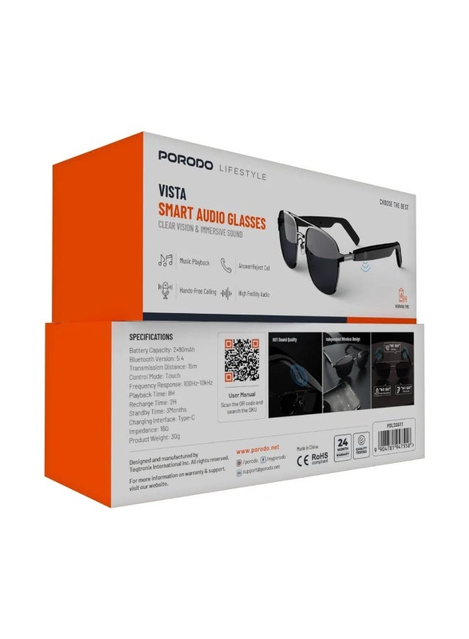 Porodo Lifestyle Vista Smart Audio Glasses with Bluetooth 5.4, Touch Control & UV400 - Image 3