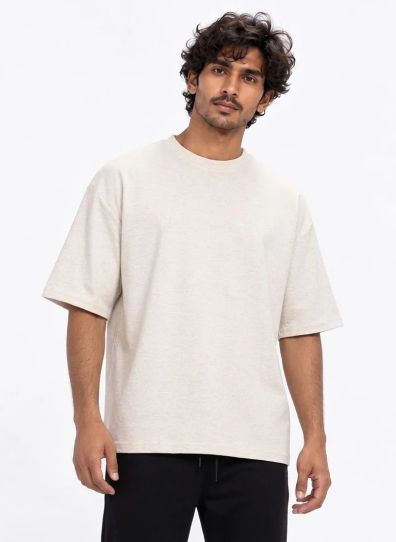 Abitos White & Light Brown Daily Double Heavyweight Oversized Tshirts 2 Pack for Men | Best Price UAE