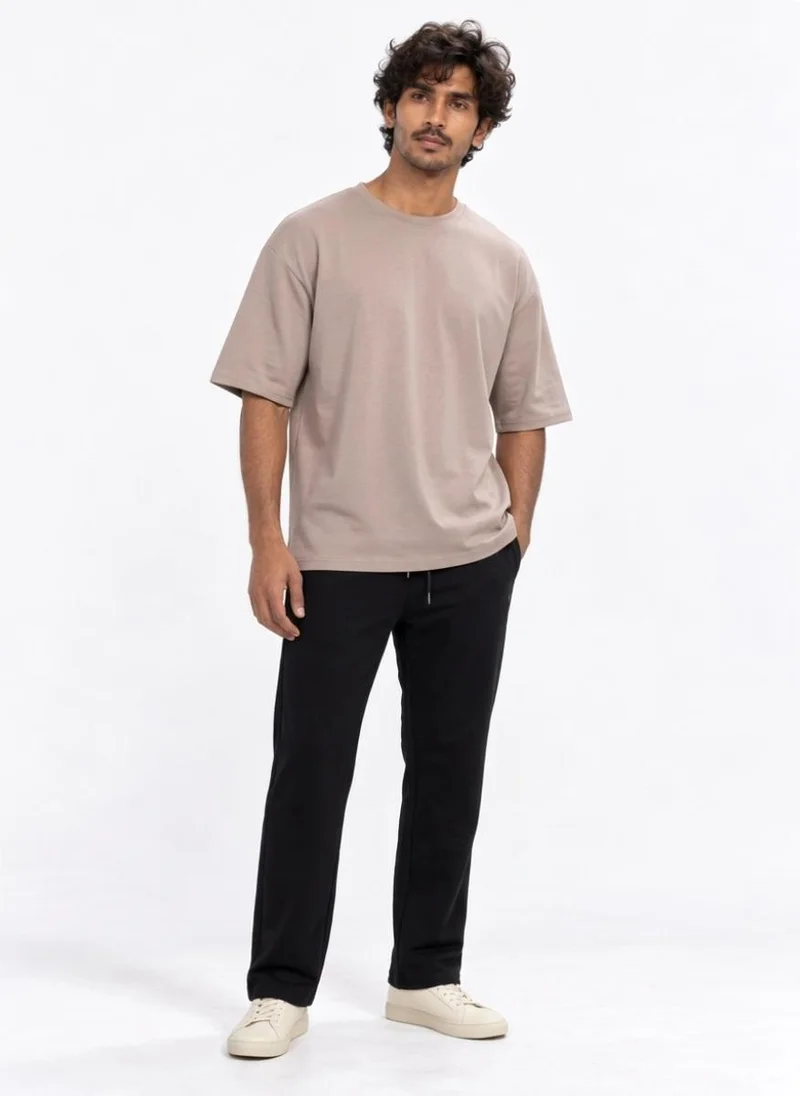 Abitos White & Light Brown Daily Double Heavyweight Oversized Tshirts 2 Pack for Men | Best Price UAE