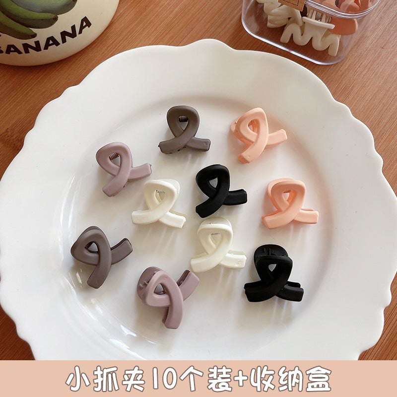 Generic Mini Scrub Hair Claw Clips for Fringe J1052O brown is a small cross (10 boxes)