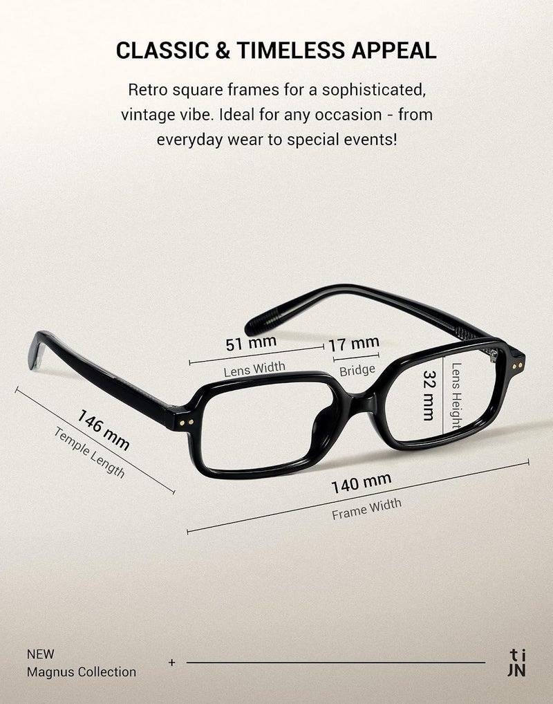 TIJN Olisa Blue Light Blocking Glasses for Women Men,Oval Glasses Frame Bluelight Glasses for Gaming/Computer/Screen, 04. New - Black (Square), Medium - Image 4