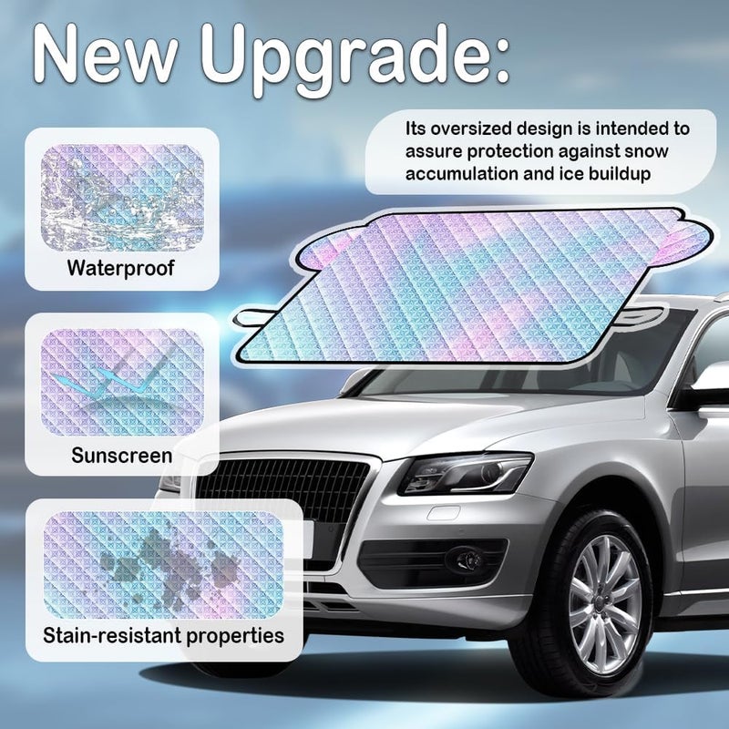 Car Windshield Snow Cover for 2003-2020 Toyota 4 Runner, Auto Front Window Ice Frost Guard Sun Shade Winter Protector with Mirror Straps - Image 5