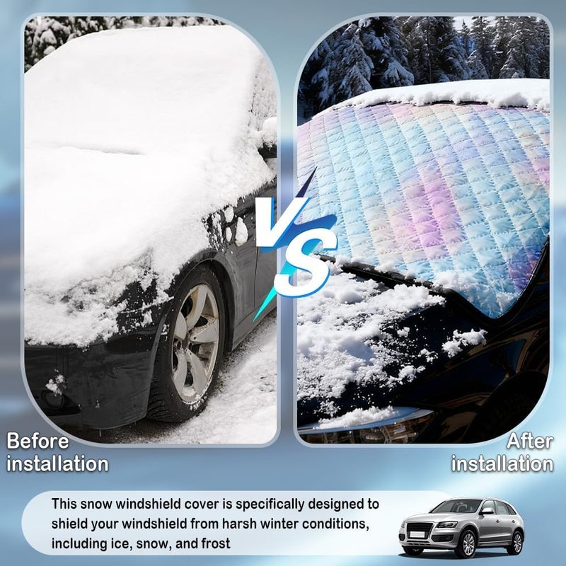 Car Windshield Snow Cover for 2003-2020 Toyota 4 Runner, Auto Front Window Ice Frost Guard Sun Shade Winter Protector with Mirror Straps - Image 3