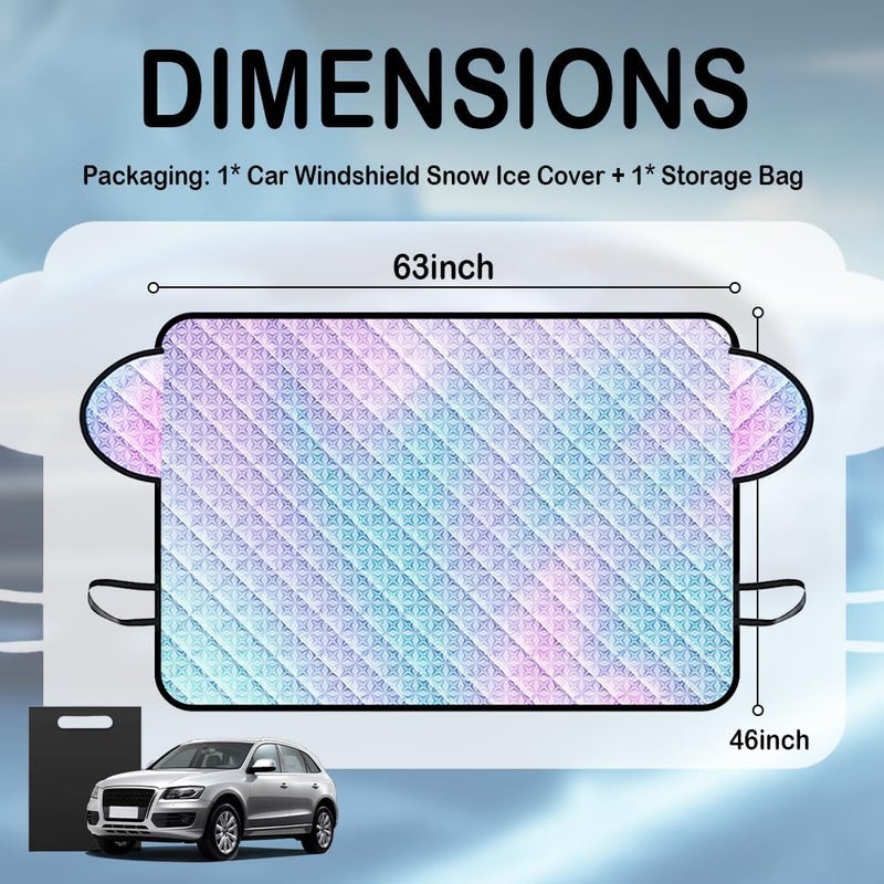Car Windshield Snow Cover for 2003-2020 Toyota 4 Runner, Auto Front Window Ice Frost Guard Sun Shade Winter Protector with Mirror Straps - Image 2