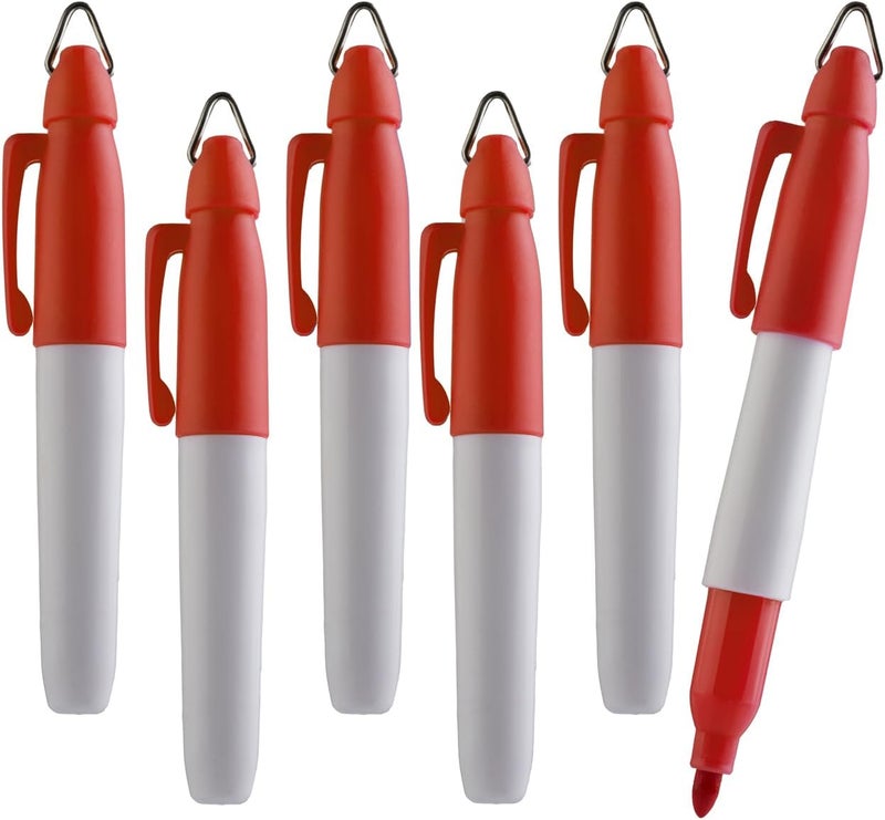 Mini Permanent Markers | Assorted Colours | Fine Point | 6 Count (Red)