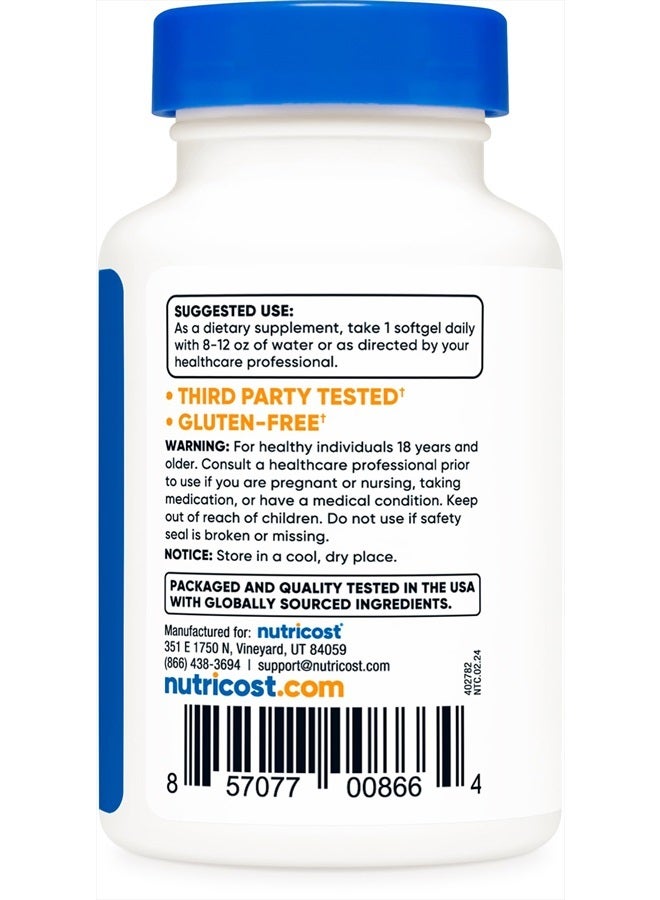 Nutricost Vitamin K2 (MK7) (100mcg) + Vitamin D3 (5000 IU) 120 Softgels - Gluten Free and Non-GMO - Image 4