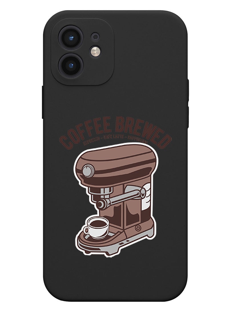 Theodor Protective Slim Fit Case Liquid Silicone Cover with Full Body Protection Anti-Scratch Shockproof Case For iPhone 12 Black  - Coffee can copy - Image 1