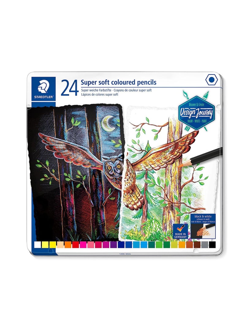 STAEDTLER Staedtler 24-piece Super Soft colour Pencils Metal Set  - Image 1