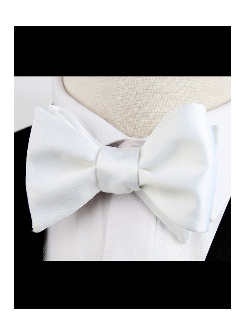 KASTWAVE Mens Self-tied Bow Ties, Solid Color Adjustable Men's Bow Ties for Tuxedo Suit Wedding, White (6Pcs) - Image 2