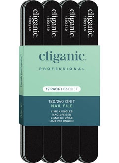 Cliganic 12 Pack Nail File Set: 180/240 Grit | Professional Emery Boards For Natural, Gel & Acrylic Nails | Washable Double Sided Kit | Cliganic 90 Days Warranty  - Image 3