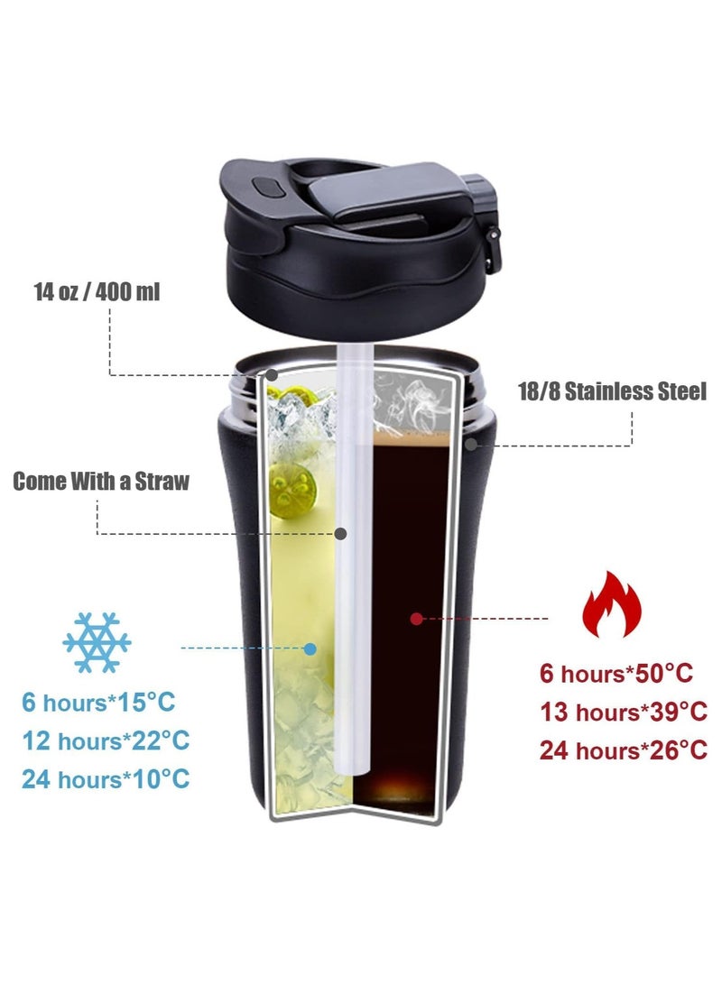 British Chef Coffee Cup | 510ML Stainless Steel Cup | Leakproof Insulated Thermal Coffee Cup | Straw & Lid Function Cup | Hiking/Travelling/Camping | Best for Ice Drinks & Hot Beverages-Black  - Image 5