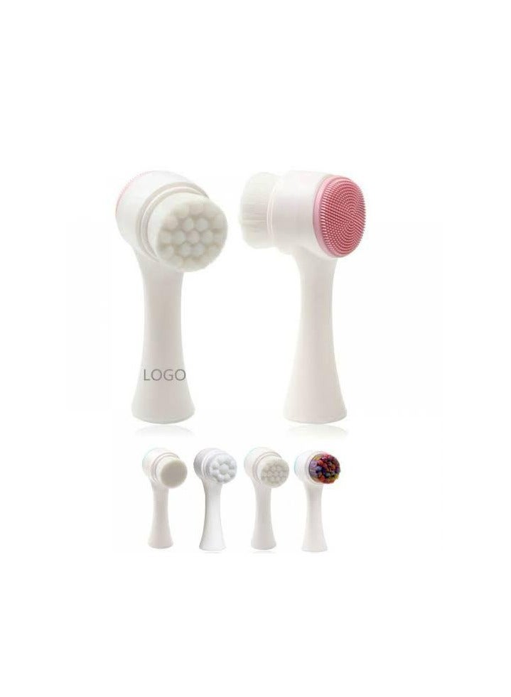 Silicone Facial Cleansing Brush Double Side Facial Cleansing Brush Vibration Massage Facial Wash Skin Care Multi-Color DFBMC5 - Image 1