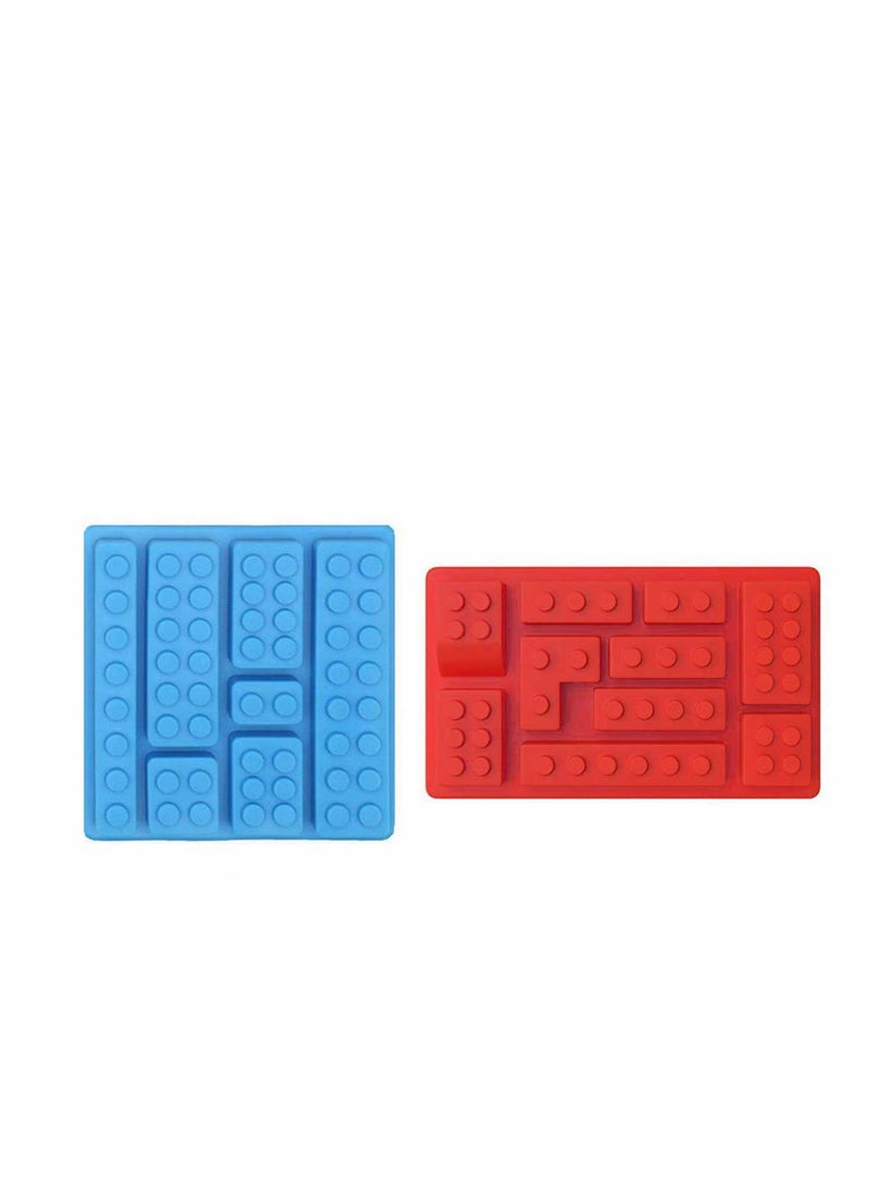 Excefore 2 PCS Chocolate Silicone Mold, Building Bricks Silicone Mould for Building Block Themes Kids Party DIY Cake Baking Kids Party's and Baking Building Block Themes  - Image 1