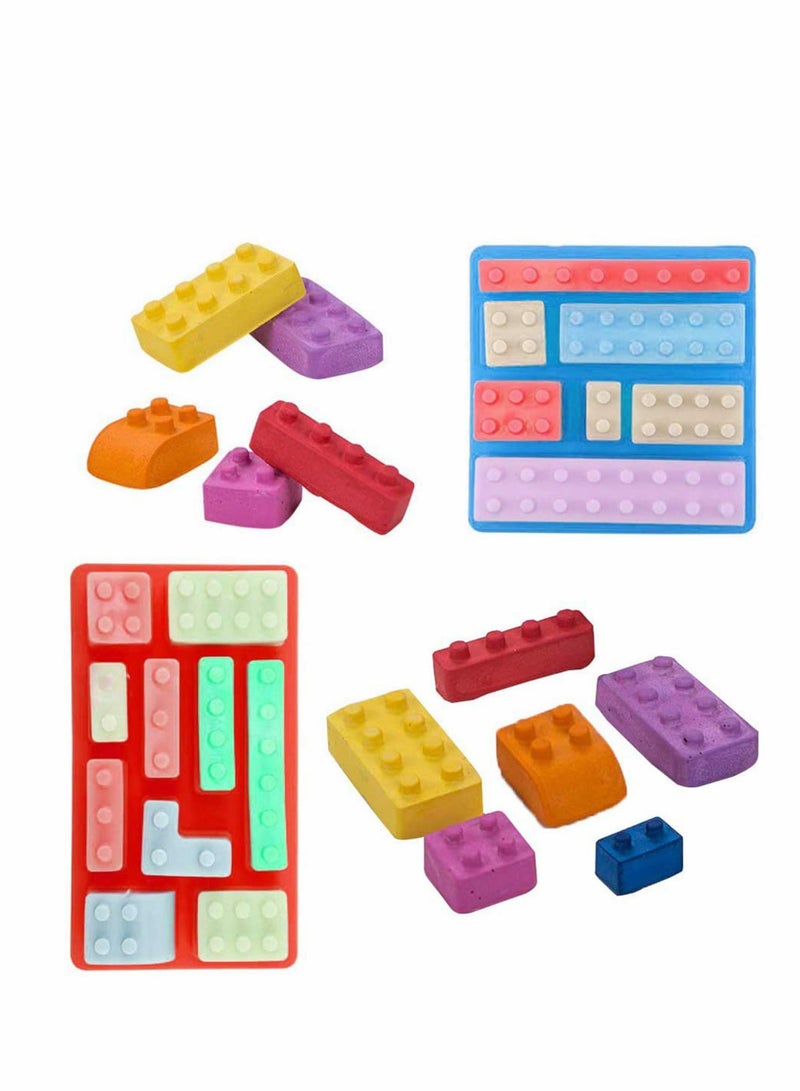 2 PCS Chocolate Silicone Mold, Building Bricks Silicone Mould for Building Block Themes Kids Party DIY Cake Baking Kids Party's and Baking Building Block Themes