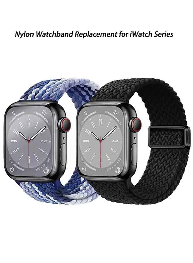 2 Pcs for Braided Bands With Magnetic Clasp Compatible with Apple Watch Band 42mm 44mm 45mm 46mm 49mm；Nylon Sport Loop Strap for iWatch Ultra 3 & 2 Series 11 10 9 8 7 6 SE 5 4 3 Women Men - Image 1