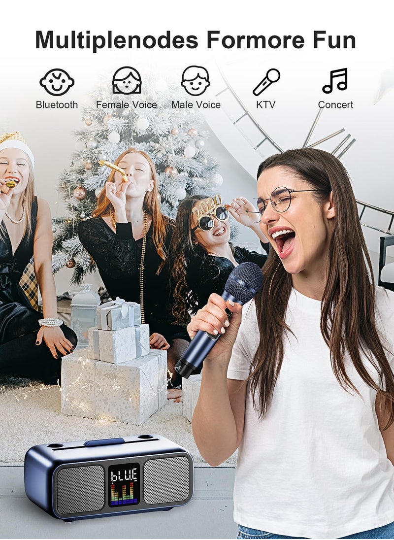 SDRD - Karaoke Machine with 2 UHF Wireless Microphones and LED Screen, Portable Bluetooth Speaker - Image 1