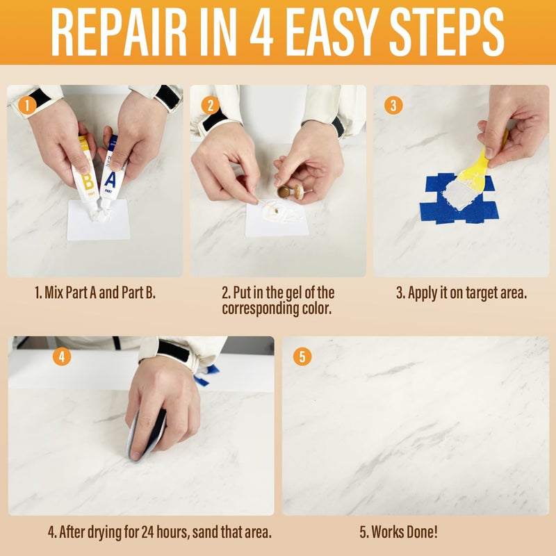 cocomfix Fiberglass Tub Repair Kit (Grey & Blue Match), Fiberglass Shower and Bathtub Repair Kit for Repair Scratches, Chips, Cracks and Holes on Fiberglass, Porcelain Sink, Acrylic, Tub, Ceramic Tile. - Image 5