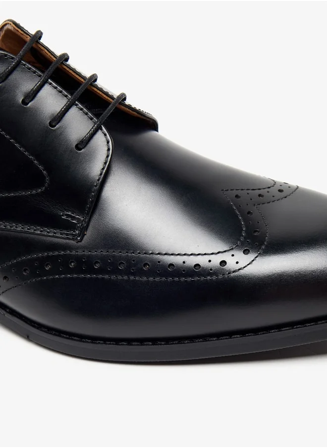 DUCHINI Men's Solid Lace-Up Derby Shoes