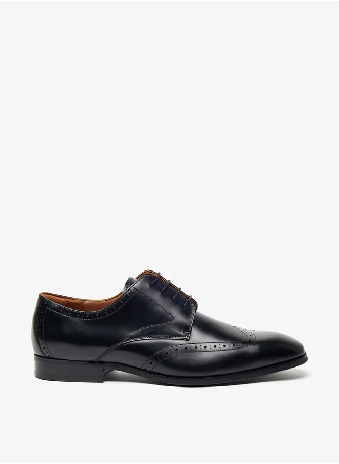 DUCHINI Men's Solid Lace-Up Derby Shoes