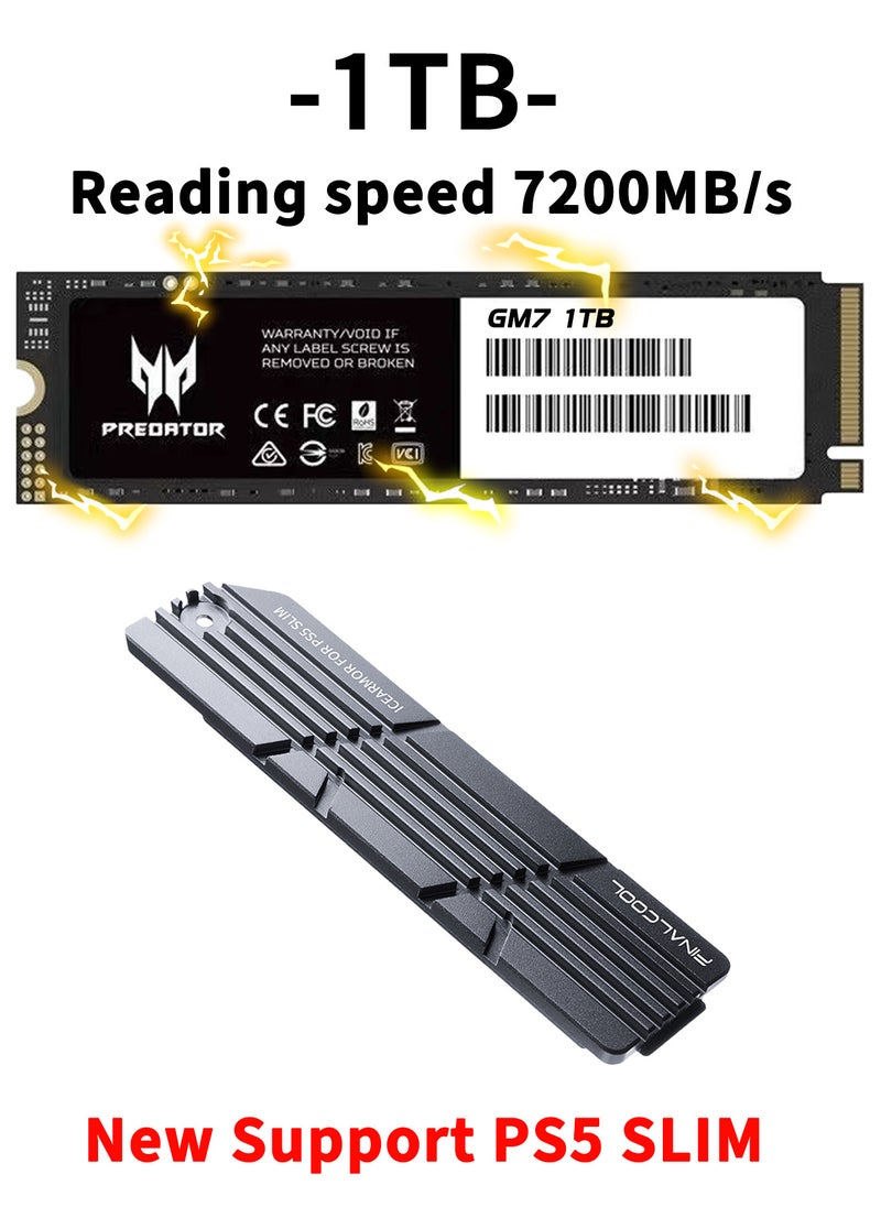 Predator 1TB 7200MB/s SSD PCIe NVMe Gen4 M.2 2280, Internal Solid State Drives, ONLY Compatible with PS5 SLIM  - Image 1