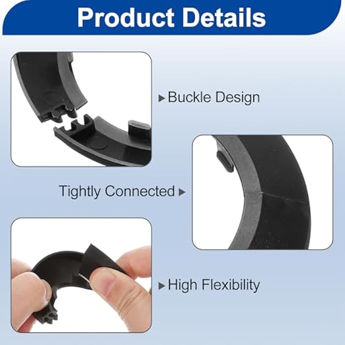 2PCS FLANGE PIPE COVER DECORATION WITH 63MM OUTER DIAMETER, PP PLASTIC RADIATOR ESCUTCHEON, BUCKLE TYPE ROUND WATER PIPE DRAIN LINE COVER, BLACK - Image 3