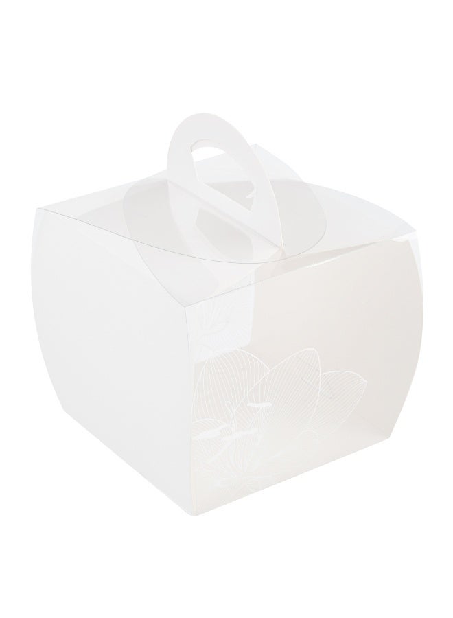 Restaurantware 4 Inch x 4.25 Inch Individual Cupcake Boxes, 100 Disposable Cupcake Display Boxes - With Handle, Lotus Accent, Clear Plastic Single Cupcake Containers, For Weddings Or Birthdays  - Image 2