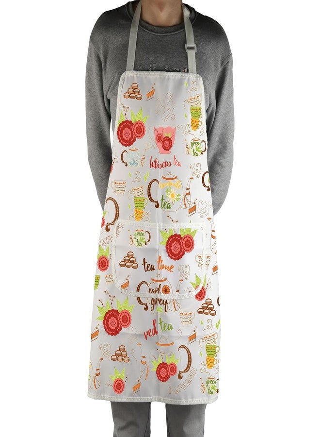 MBMSO Tea Time Apron Tea Time Gift for Tea Lovers Tea Party Apron for Tea Drinker Tea Kitchen Cooking Home Apron with Pockets (Tea Apron-w) - Image 4