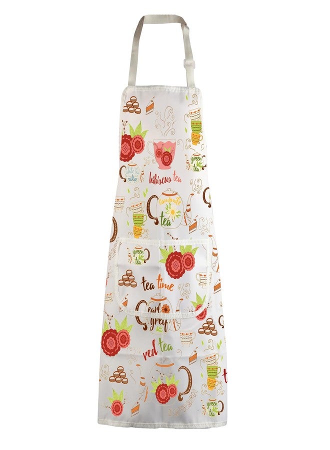 MBMSO Tea Time Apron Tea Time Gift for Tea Lovers Tea Party Apron for Tea Drinker Tea Kitchen Cooking Home Apron with Pockets (Tea Apron-w) - Image 1