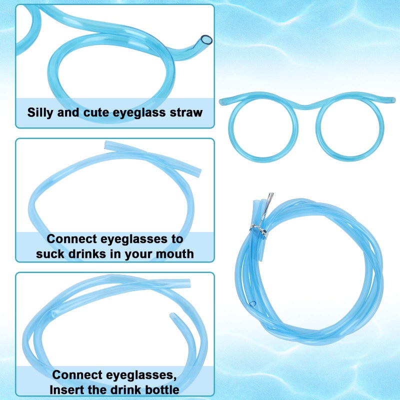 Gelme Nutri 8PCS Silly Straw Glasses  Reusable Fun Loop Drinking Straw Eye Glasses  Novelty Eyeglasses Straw for Party Annual Meeting Parties Birthday (8 Colors) - Image 3