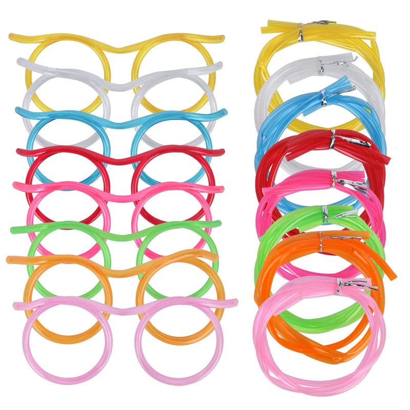 Gelme Nutri 8PCS Silly Straw Glasses  Reusable Fun Loop Drinking Straw Eye Glasses  Novelty Eyeglasses Straw for Party Annual Meeting Parties Birthday (8 Colors) - Image 1