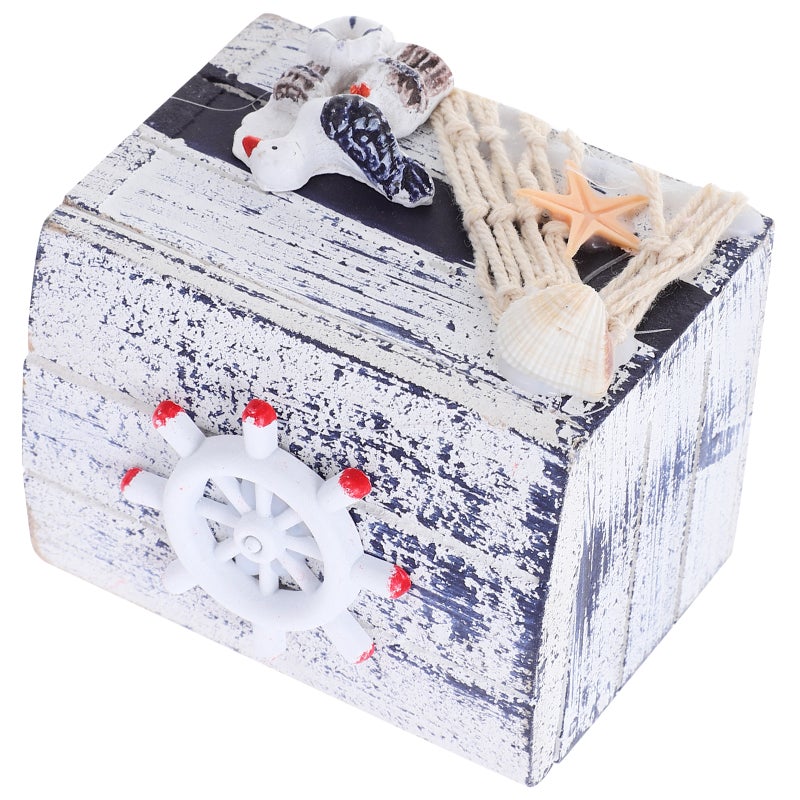 Storage Box Decorative Mediterranean Style Wood Box Jewelry Container Tabletop Box With Lid - Image 3