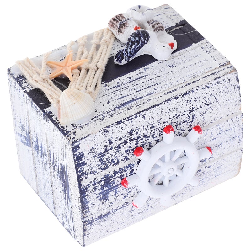 Storage Box Decorative Mediterranean Style Wood Box Jewelry Container Tabletop Box With Lid - Image 1